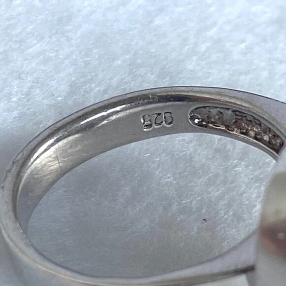 Sterling Silver 925 Cubic Zirconia Polished Modernist Asymmetric Heart Ring 6.75 - Picture 8 of 16